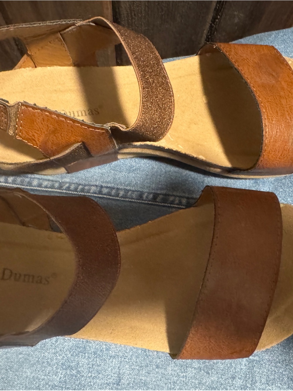 Pierre Dumas Tan Brown Leather Wedge Sandals - Picture 7 of 7